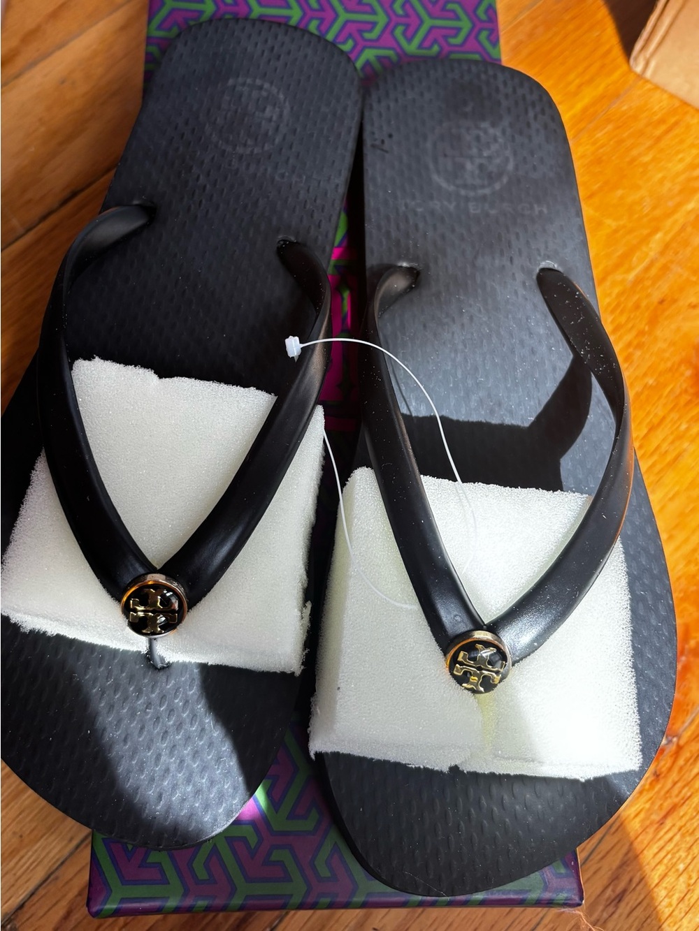 Tory Burch Black Logo Flip Flop Sandals